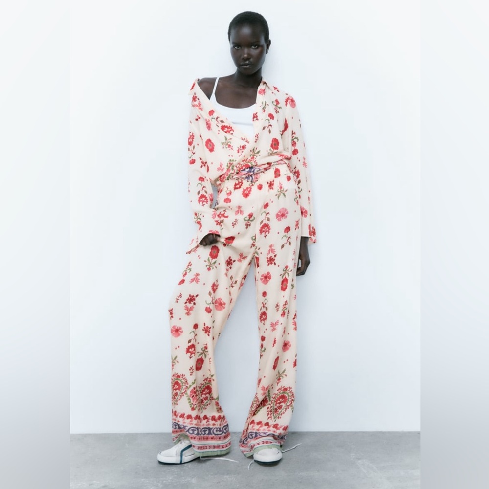 ZARA floral printed pants .